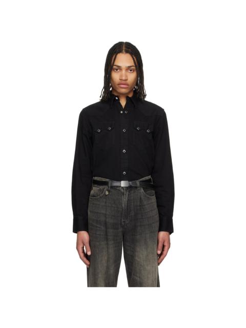 RRL by Ralph Lauren Black Slim Fit Denim Western Shirt