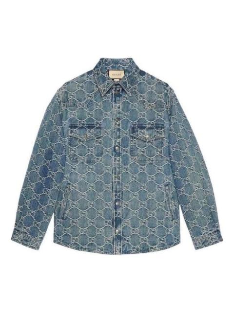 GUCCI Gucci GG Jacquard Denim Shirt 'Blue White' 713911-XDB7H-4632