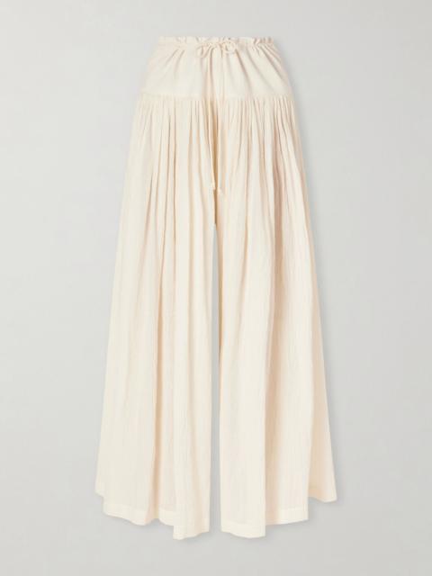 The Row Berenice pleated cotton wide-leg pants Off-white
