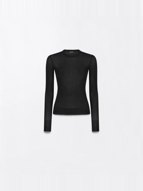 TOM FORD LUREX VISCOSE RIB WITH MICRO SEQUINS LONG SLEEVE CREWNECK