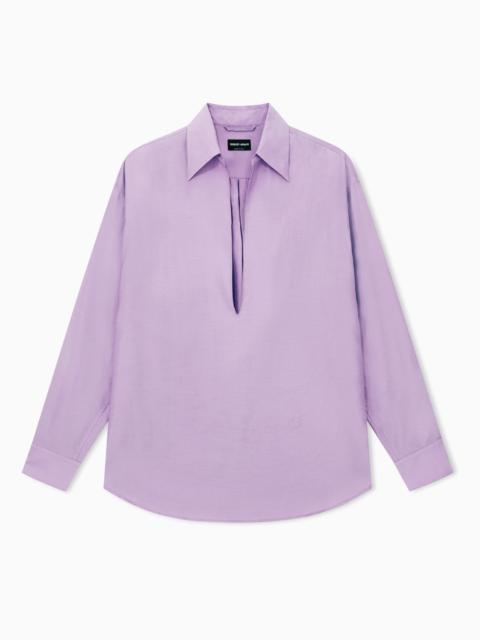 GIORGIO ARMANI LYOCELL AND SILK OPEN SHIRT