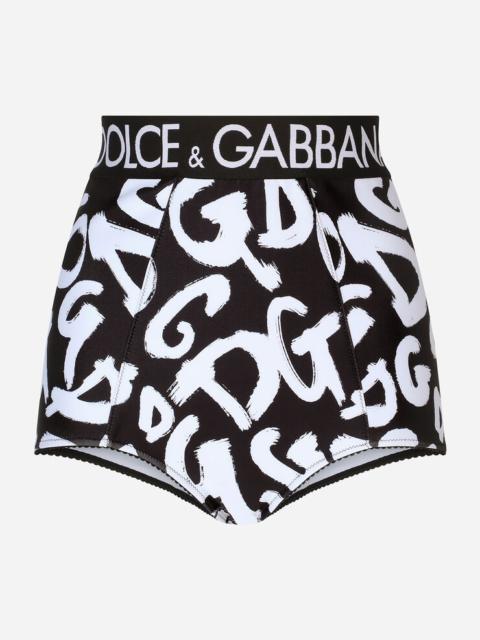 Dolce & Gabbana Jersey high-waisted panties with graffiti logo print