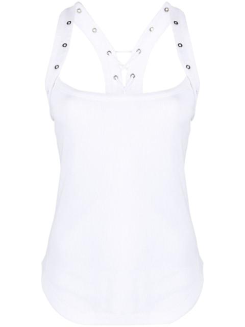 eyelet-embellished ribbed-knit tank top