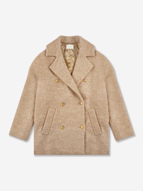 SLOWEAR Wide fit wool bouclé peacoat