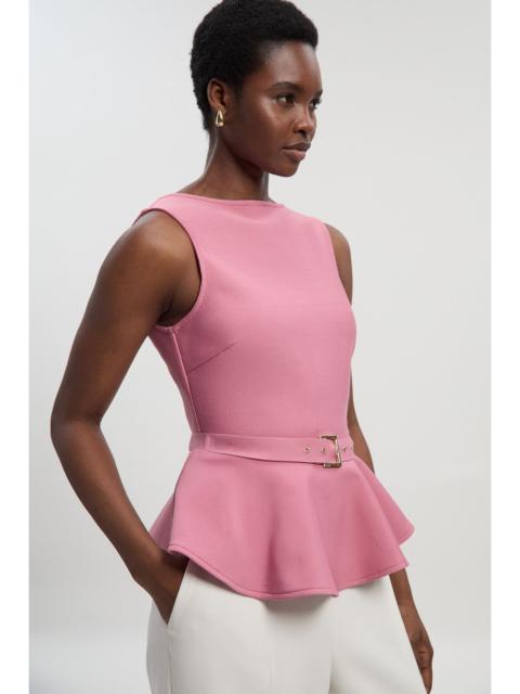 KAREN MILLEN Figure Form Bandage Peplum Belted Knit Top