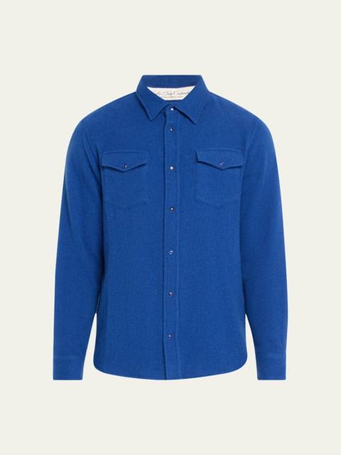 God’s True Cashmere Men's Cashmere Shirt with Lapis Lazuli Snaps