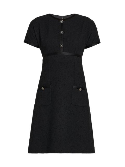 Dolce & Gabbana Women's Crystal-Button Tweed A-Line Minidress - Nero