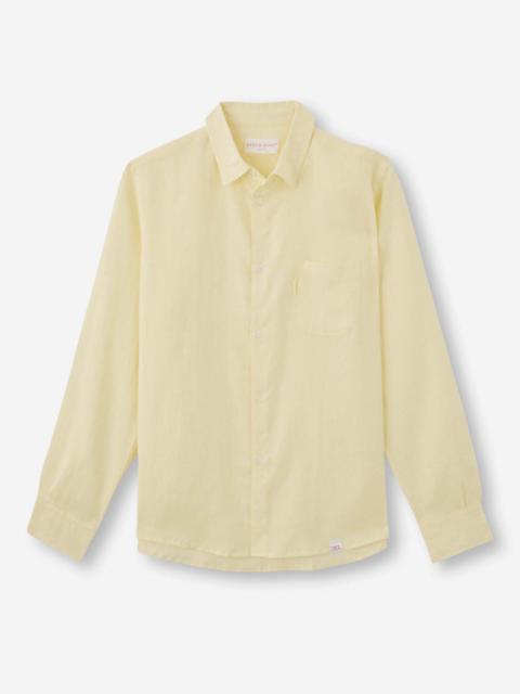 Derek Rose Men's Shirt Monaco Linen Buttermilk