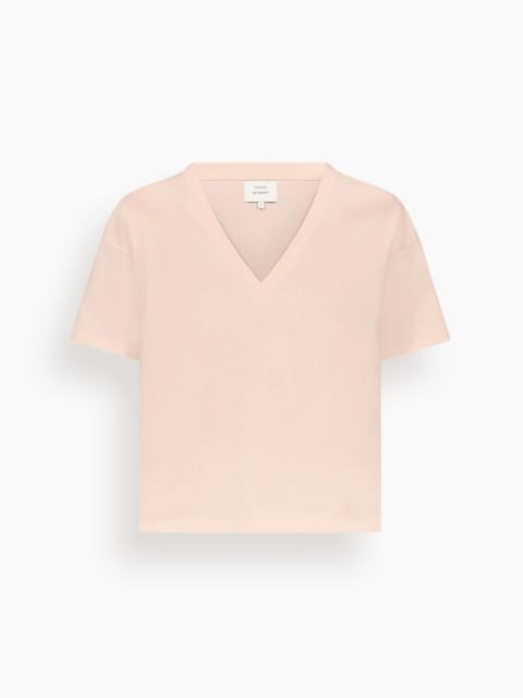 Loulou de Saison Faaa V Neck T-Shirt in Cream Rose
