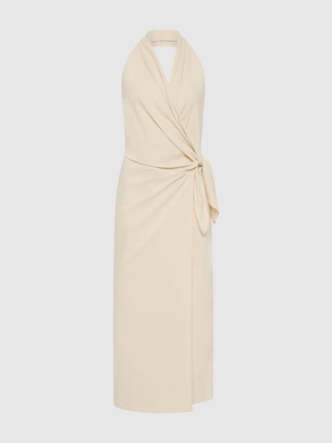 ST. AGNI Halter Wrap Backless Dress - Porcelain