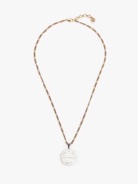 Alexander McQueen Coin Medallion Necklace in Antique Silver