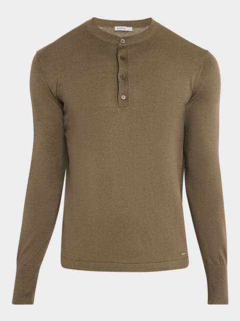 SIMKHAI Men & apos;s Dolton Silk and Cotton Knit Henley Long-Sleeve Shirt
