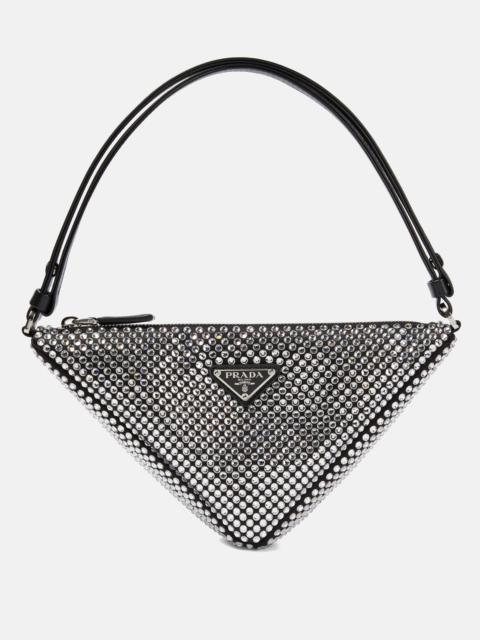 Prada Triangle embellished satin pouch
