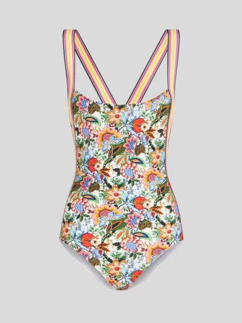 Etro PRINTED SWIMSUIT WITH CRISS-CROSSING SHOULDER STRAPS