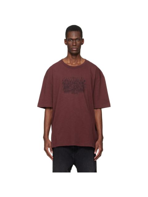 Maison Margiela Burgundy Embroidered Logo T-shirt