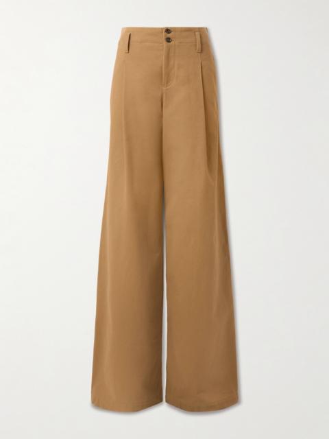 Chloé Pleated Garment-dyed Cotton-canvas Straight-leg Pants