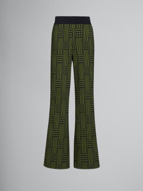 Marni GREEN JERSEY TROUSERS WITH CHECKS AND STRIPES