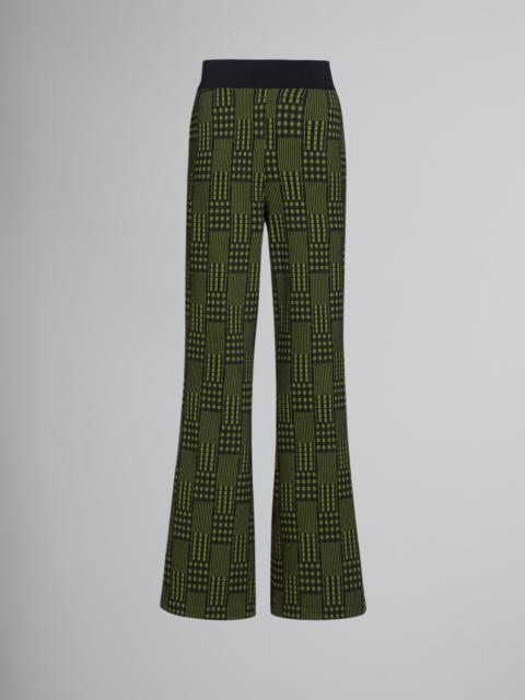 Marni GREEN JERSEY TROUSERS WITH CHECKS AND STRIPES