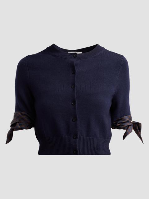 Oscar de la Renta Women's Argyle Tie-Detailed Wool Crop Cardigan - Navy