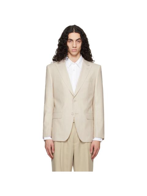 BOSS Beige Slim-Fit Wool Silk & Linen Blazer