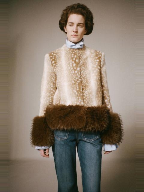 A.W.A.K.E. MODE FAUX FUR CROPPED JACKET BEIGE BROWN