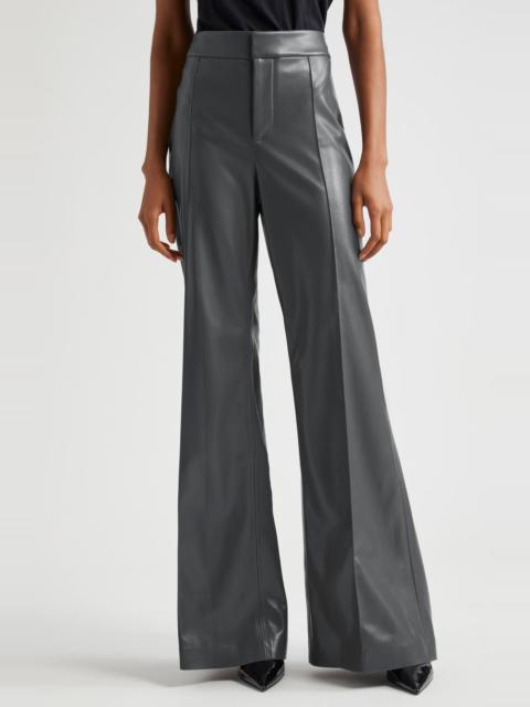 Alice + Olivia Alice + Olivia Dylan High Waist Faux Leather Flare Leg Pants in Charcoal at Nordstrom