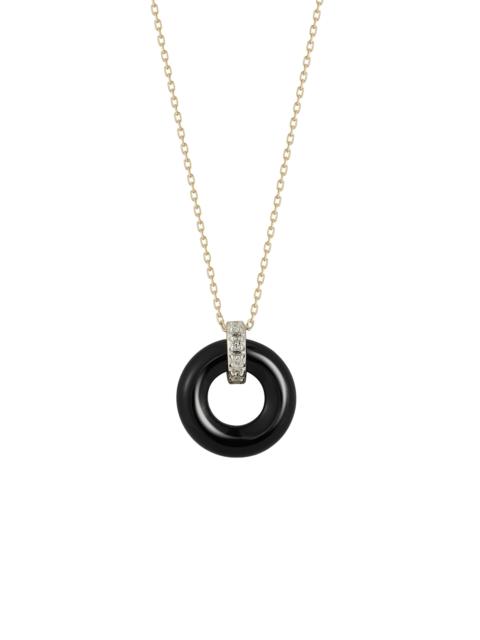MATEO 14K Yellow Gold Onyx and Diamond Necklace black