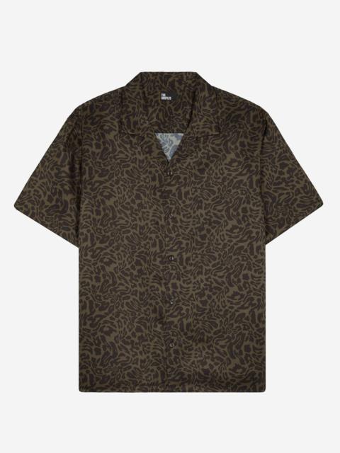 The Kooples SHORT-SLEEVED KHAKI LEOPARD PRINT SHIRT