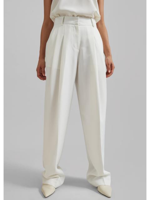 The Frankie Shop Gelso Pleated Twill Trousers - White