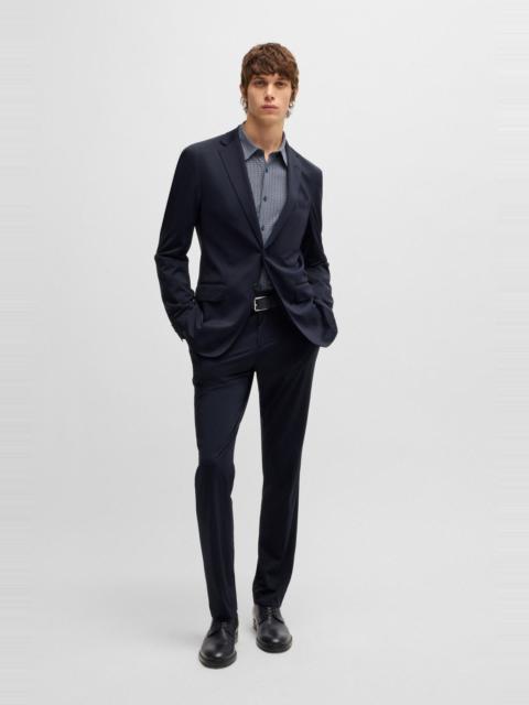BOSS SLIM-FIT WASHABLE SUIT IN PATTERNED PERFORMANCE-STRETCH FABRIC