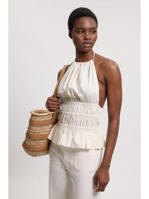 KAREN MILLEN Shirred Cotton Halterneck Top