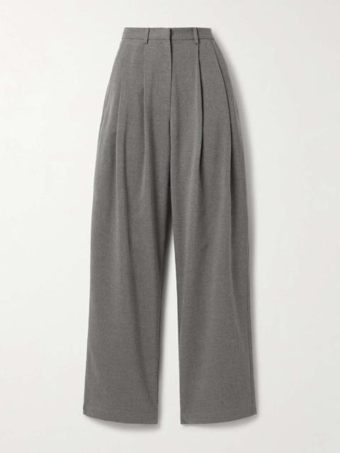 Eleanor pleated flannel wide-leg pants