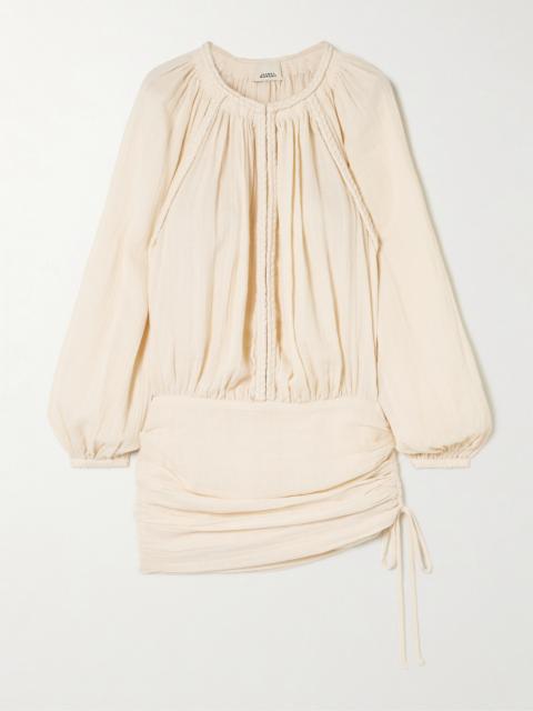 Isabel Marant Jaoni Gathered Ruched Braided Cotton-gauze Mini Dress