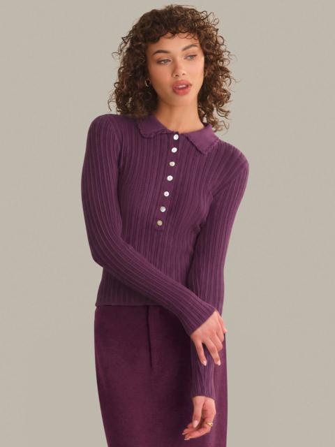 525 america Tabitha Crochet Collar Long Sleeve Henley