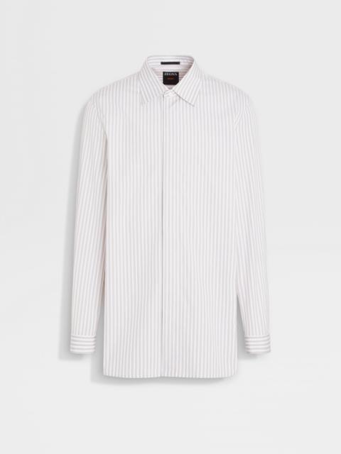 ZEGNA WHITE AND BROWN CENTOVENTIMILA COTTON SHIRT