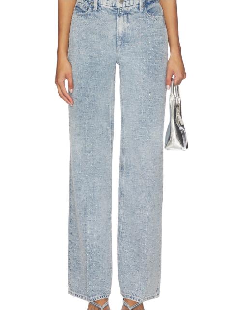 GOOD AMERICAN Good Skate Wide Leg Crystal Jeans