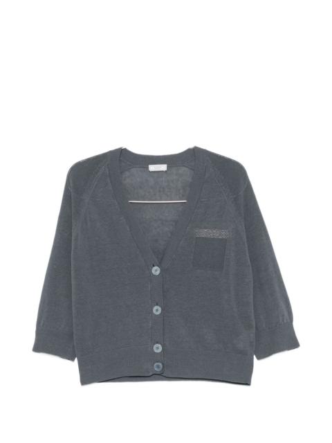 PESERICO bead-embellished raglan-sleeve cardigan