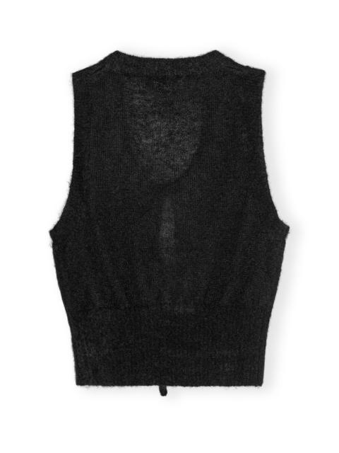 BLACK LIGHT MOHAIR TIE STRING VEST