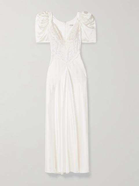 RODARTE Lace-trimmed Silk-satin Gown