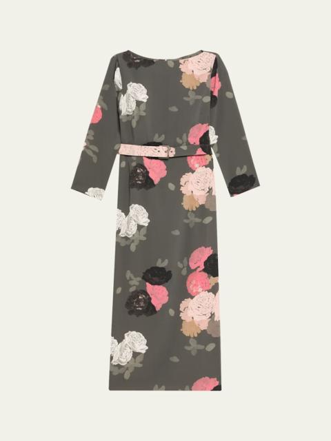 BERNADETTE Luce Floral-Print Belted Midi Dress