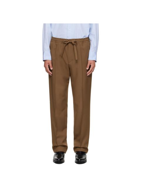 Valentino Khaki Techno Drape Gabardine Trousers