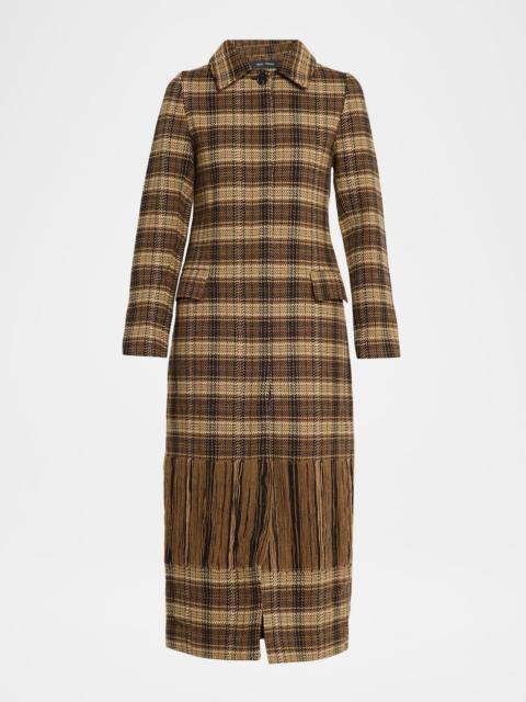 Wynn Hamlyn Long Woven Plaid Coat