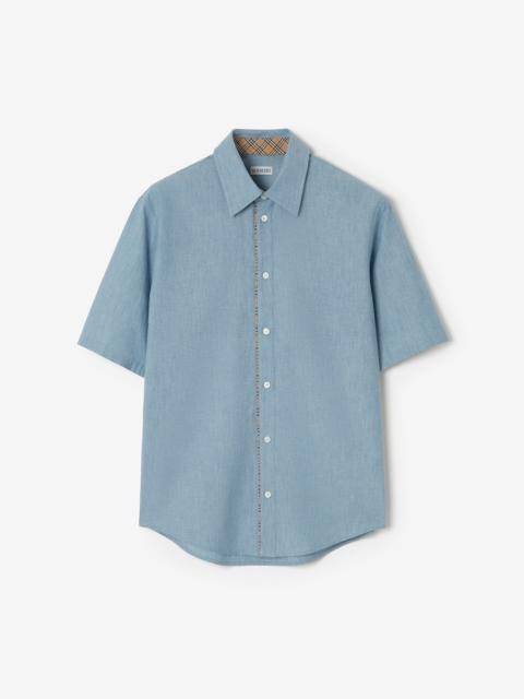 Burberry Classic Fit Check Piping Chambray Shirt