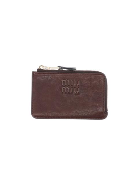 Miu Miu GRAINED LAMBSKIN ZIP CARD HOLDER
