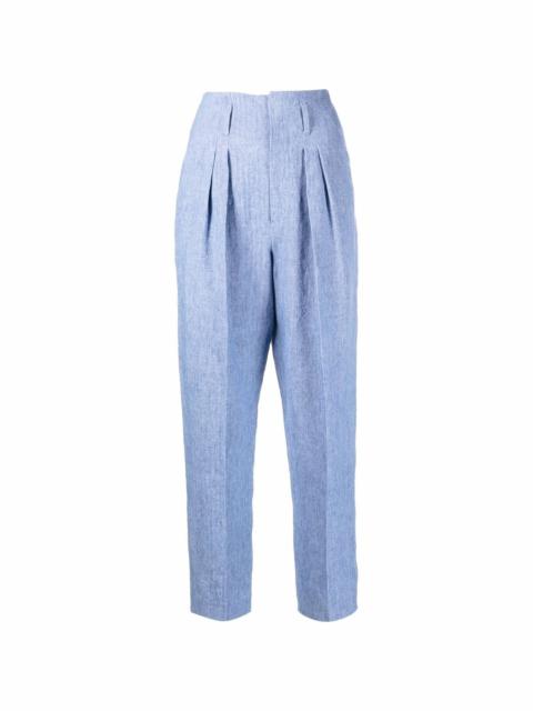 high-waisted linen trousers