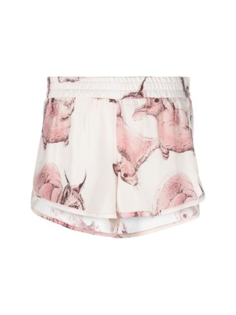 animal-print silk shorts