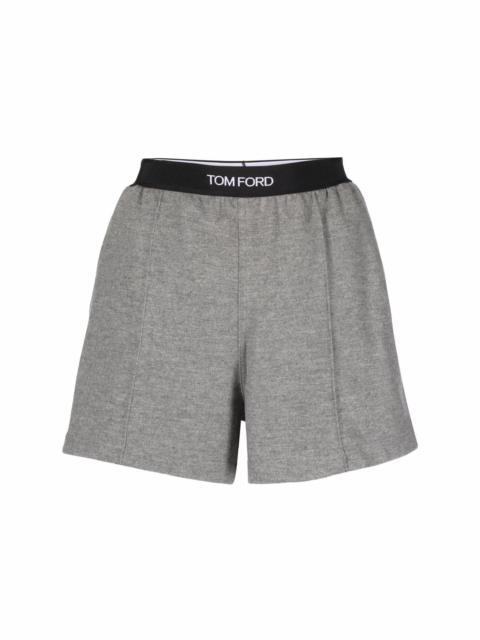 TOM FORD logo-waistband cashmere shorts