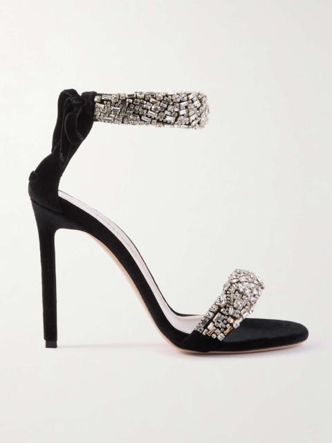 TOM FORD Crystal-embellished velvet sandals Black