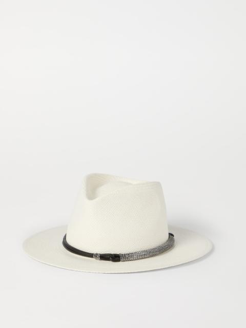 Brunello Cucinelli Straw fedora with precious leather band