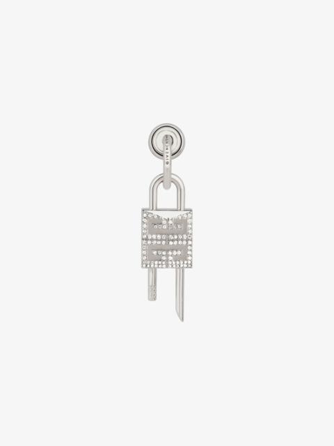 LOCK EARRING IN METAL WITH CRYSTALS